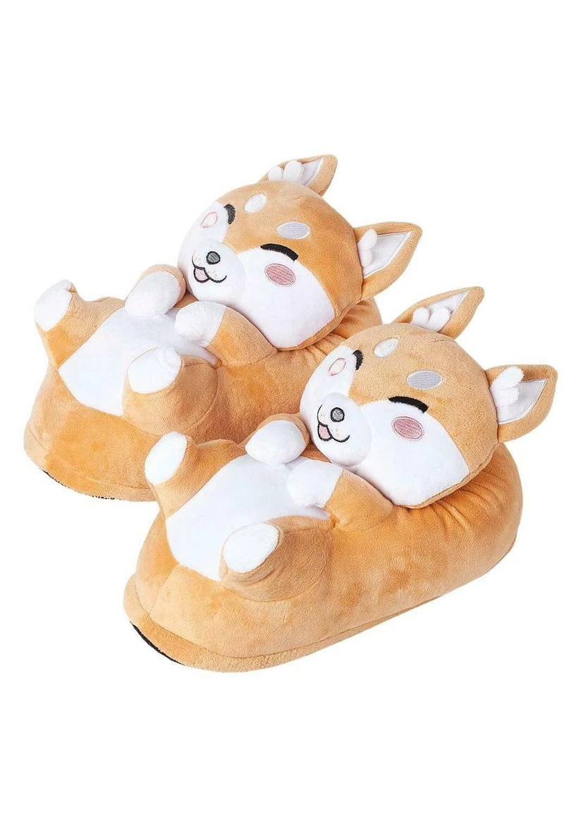PLÜSCH-TIER-PANTOFFELN - Hausschuh - Akito Der Shiba Inu Gelb – Bild 3