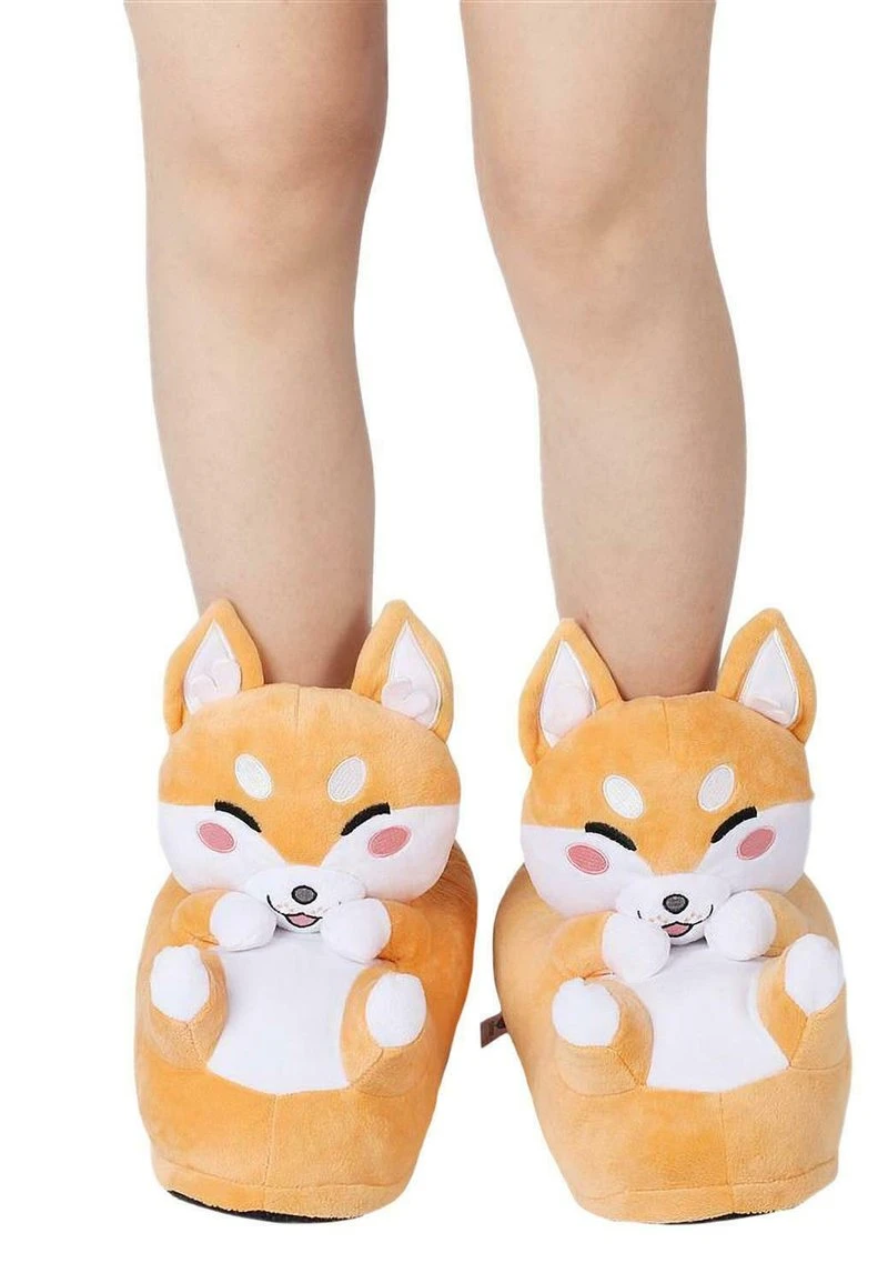 PLÜSCH-TIER-PANTOFFELN - Hausschuh - Akito Der Shiba Inu Gelb – Bild 6