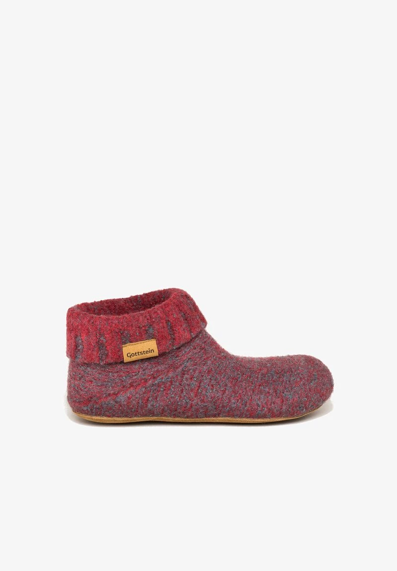 Hausschuh - Rot/graumele
